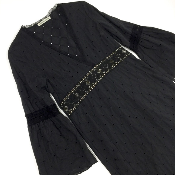 COLLECTIVE CLOTHING Black Cotton Eyelet Dress, S - Picture 6 of 9